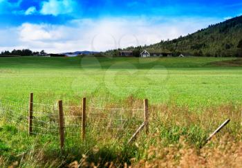 Norway farm field landscape with fence background hd