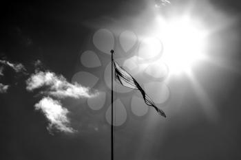 Waving black and white Norway flag with light leak background hd