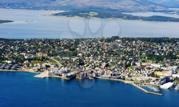 View on Tromso city from mountains background hd
