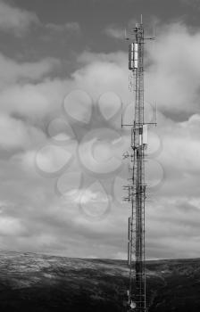 Vertical black and white Norway meteorological tower background hd