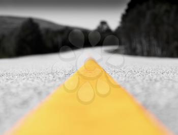 Yellow lane line black and white transportation road background hd