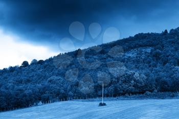  Power line on Norway hill blue background hd