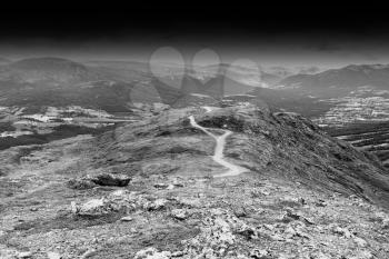 Black and white winding mountain road background hd