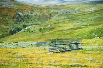 Norway fence in mountains landscape background hd
