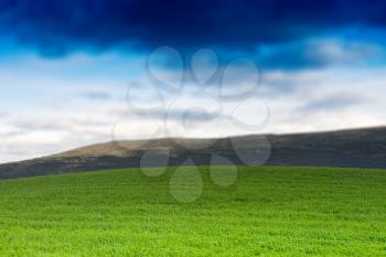Norway summer meadow with hills bokeh background hd