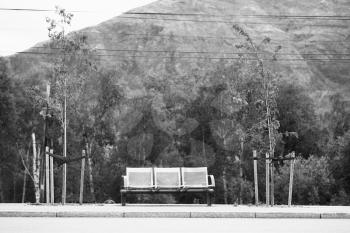 Black and white Norway city bus bench transport background hd