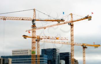 Industrial cranes building Oslo bokeh background hd