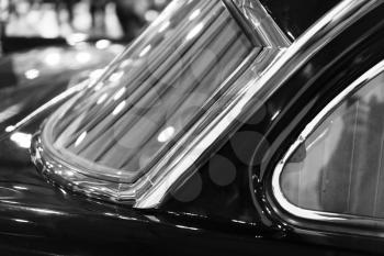 Horizontal black and white retro car window detail background