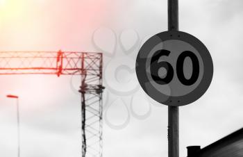 Road speed limit sign with light leak background hd