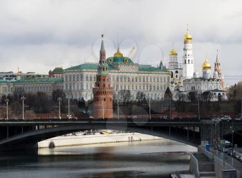 Moscow Kremlin cityscape with bridge background