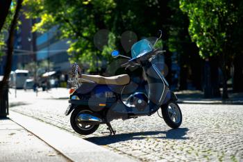 Moped bike on Trondheim streets background hd