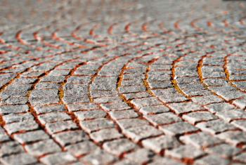 Diagonal medieval Norway pavement with autumn grass background hd