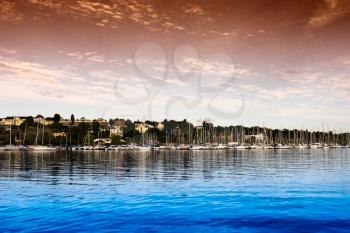 Oslo yacht club city sunset background hd