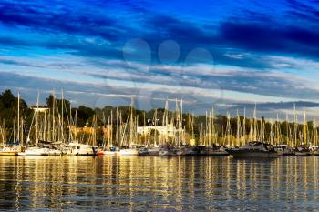 Oslo yacht club golden sunset background hd