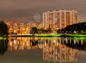 Altufievo district in Moscow night reflections background hd
