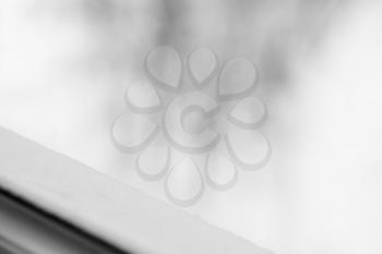 Diagonal black and white winter windowsill bokeh background hd