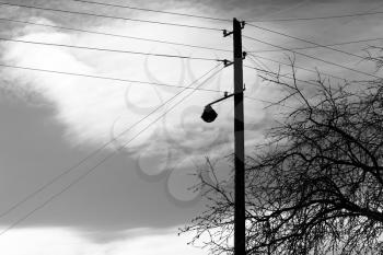 Vertical black and white power line background hd