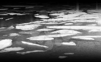Melted spring ice on river background hd