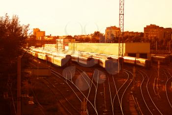 Moscow train depot city sunset background hd