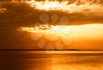 Sunset rays over the ocean landscape background hd