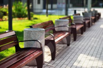 Diagonal park benches perspective background hd