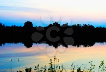 Horizontal river silhouette landscape backgroundhd