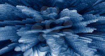 Horizontal vivid blue business extrude cube abstraction background backdrop