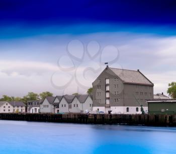 Horizontal Norway port townscape background