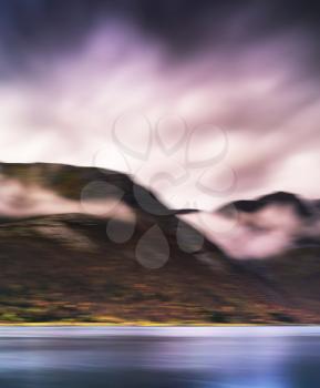 Vertical vibrant harsh Norway fjord landscape abstraction background backdrop