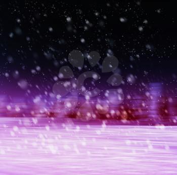 Horizontal vivid vibrant pink purple winter snowfall postcard abstraction background backdrop