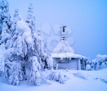 Horizontal vivid white winter Finland landscape background backdrop