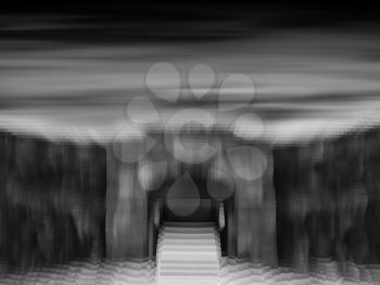 Horizontal black and white abstract 3d extruded cubes castle background backdrop