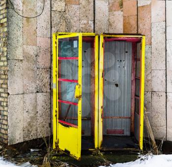 Square vivid vintage radioactive ussr pripyat call-box background backdrop