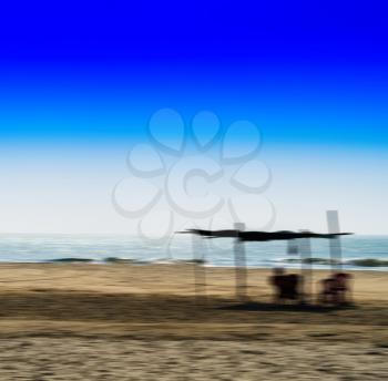 Horizontal vivid motion blur beach landscape abstraction background backdrop