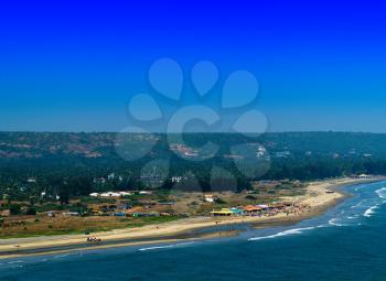 Horizontal vivid indian sand beach landscape background backdrop