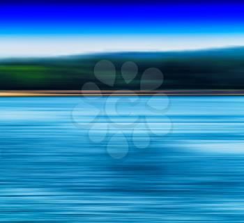 Horizontal vivid blur ocean horizon land landscape background backdrop