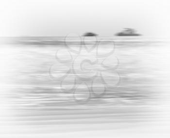 Horizontal pale ocean milk with two ships abstraction background backdrop