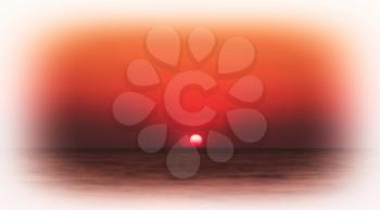 Horizontal pale red orange vignette sunset ocean horizon background backdrop