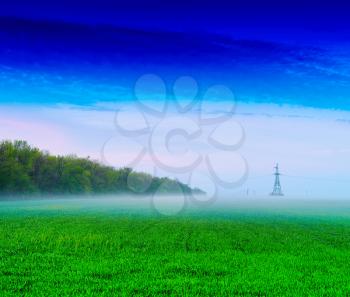 Horizontal vivid green power lines source background backdrop