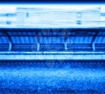 Square blue train station blurred abstraction background