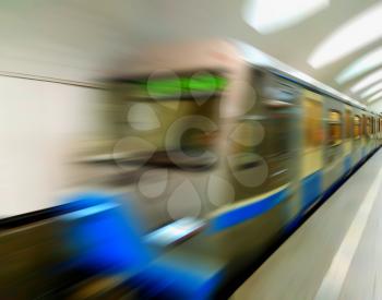 Diagonal blue motion blur metro train background hd