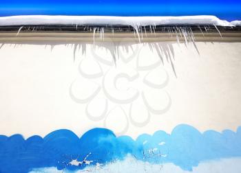 Roof icicles with street clouds drawing background hd