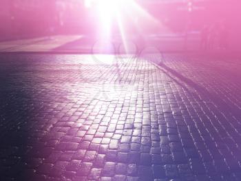 Moscow downtown pavement blocks with light leak backdrop hd