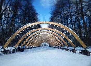 Illumination arc in Moscow Sokolniki park background hd