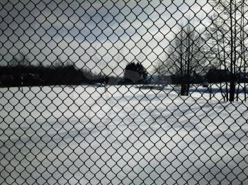 Landscape through the cage fence background hd