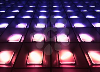 Diagonal pink and purple lines of illuminated lamps background hd