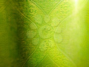 Green fabric curtain texture background
