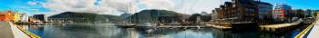 Micro toy panorama of  Tromso city background hd