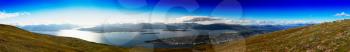 Mega wide panorama of  Tromso city background hd