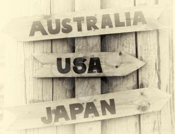 Norway pointer to USA, Japan and Australia vignette backdrop